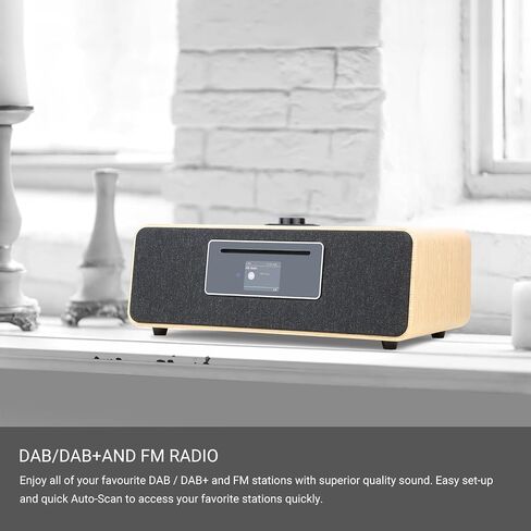 LEMEGA MS5 CD Player,Internet Radio, Spotify, Bluetooth, FM Stereo, Oak | 2.4in colour display, 40 presets, remote control, wooden cabinet, headphone jack, EQ modes, remote in Saudi Arabia