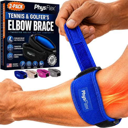 2-Pack Tennis Elbow Brace for Men & Women, Golfer's Elbow Support Strap | Tendonitis Pain Relief, Compression Pad for Arm, Forearm Brace, Tendon Pain Relief, Counterforce, Golf Accessories Elbow Pads in Saudi Arabia