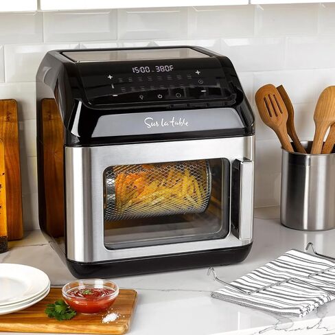 Sur La Table Left Hinge Multi-Function Air Fryer, 13 qt, Black | Roast, Broil, Bake, Dehydrate, Countertop Kitchen Appliance for Large Meals in Saudi Arabia
