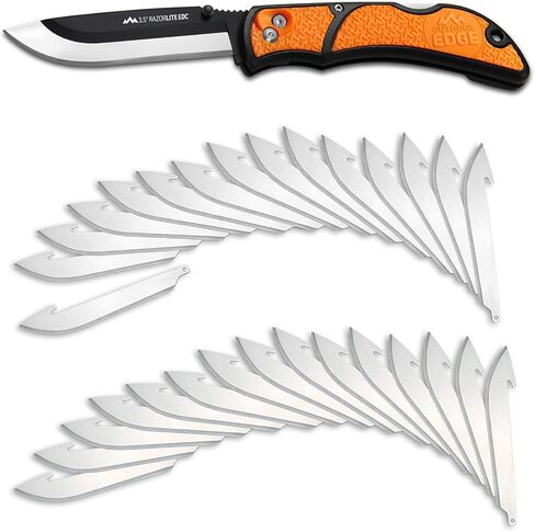 OUTDOOR EDGE 3.5" RazorLite EDC Knife. Pocket Knife with Replaceable Blades and Clip. The Perfect Hunting Blade for Skinning Deer. Blaze Orange with 6 Blades in Saudi Arabia