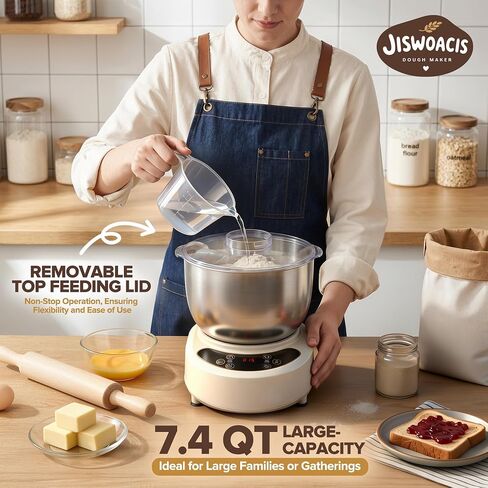 Dough Mixer, 7.4QT Electric Dough Maker with Ferment Function, Dough Mixer Machine for Pizza & Bread Dough, 304 Stainless Steel Bowl, Removeable lid, Face-up Touch Panel in Saudi Arabia