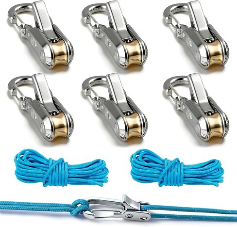 6 Pack Rope with Roller Tensioner, Knot-Free Guy Line Buckle for Camping | No-Knot Press-Lever Design;Stainless Steel Shaft, 300kg Load,3m Per Rope;Fits Backpacks,Toolboxes,Vehicles in Saudi Arabia