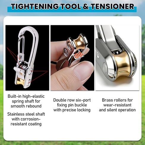 6 Pack Rope with Roller Tensioner, Knot-Free Guy Line Buckle for Camping | No-Knot Press-Lever Design;Stainless Steel Shaft, 300kg Load,3m Per Rope;Fits Backpacks,Toolboxes,Vehicles in Saudi Arabia