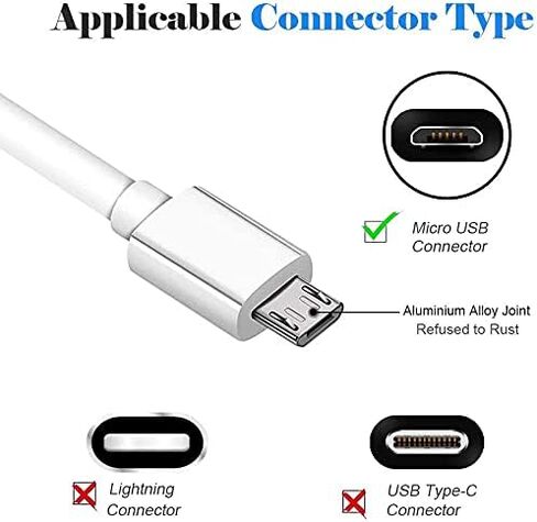 Master Cables Extra Long 10 ft Replacement White Micro USB Charging Data Sync Cable Lead for Kindle Kindle Fire & Kobo Branded E-Book Readers. Suitable for All Devices which use a Micro USB Cable. in Saudi Arabia