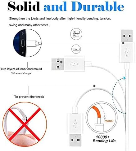 Master Cables Extra Long 10 ft Replacement White Micro USB Charging Data Sync Cable Lead for Kindle Kindle Fire & Kobo Branded E-Book Readers. Suitable for All Devices which use a Micro USB Cable. in Saudi Arabia