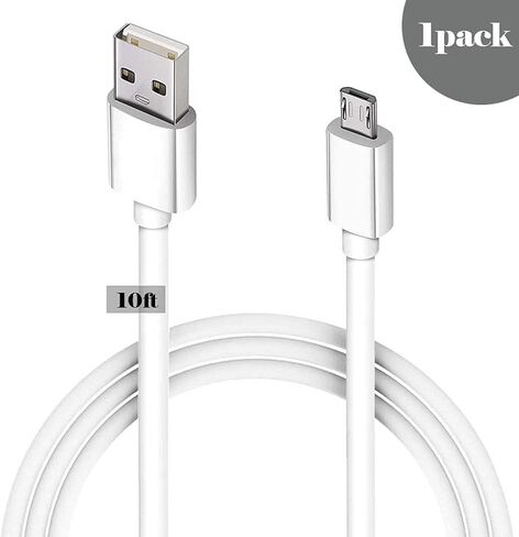 Master Cables Extra Long 10 ft Replacement White Micro USB Charging Data Sync Cable Lead for Kindle Kindle Fire & Kobo Branded E-Book Readers. Suitable for All Devices which use a Micro USB Cable. in Saudi Arabia