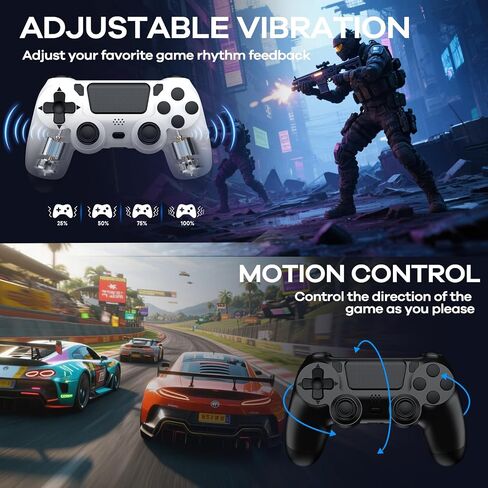 AROEVEIB 2 وحدة تحكم مع قاعدة شحن لوحدة تحكم PS4، لوحة ألعاب لاسلكية مع قاعدة شحن LED و2 كابل USB in Kuwait