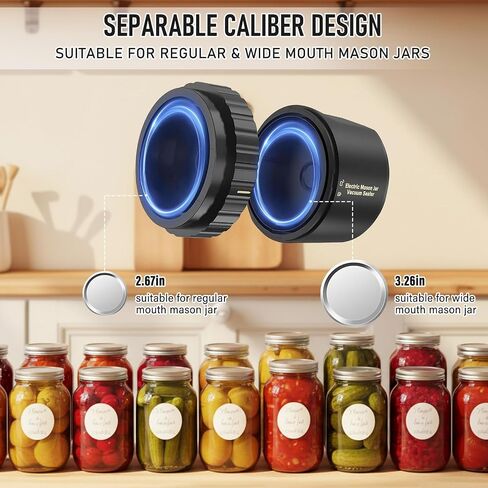 Electric Mason Jar Vacuum Sealer Kit, Cordless Mason Jar Sealer for Mason Jars Wide & Regular Mouth, Rechargeable Mason Jar Vacuum Sealer with Opener & 5 Pairs of Lids in Saudi Arabia