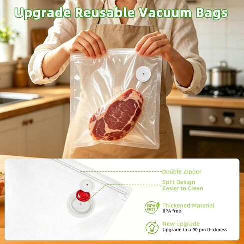 Handheld Vacuum Sealer Machine with 30Pcs Reusable Bags Food Saver Kit | 60kPa Compact Food Sealer Machine for Dry/Moist Food Storage, Rechargeable Bag Sealer for Meal Prep, Camping & Travel in Saudi Arabia