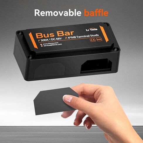 LiTime 300A Bus Bar Power Distribution Block, 4 × M8 Studs, Red and Black | Max. 48V DC, Designed for Automotive/Marine Electrical Systems/RV/Home Energy Storage, Supports LiFePO4 & Lead Acid Battery in Saudi Arabia