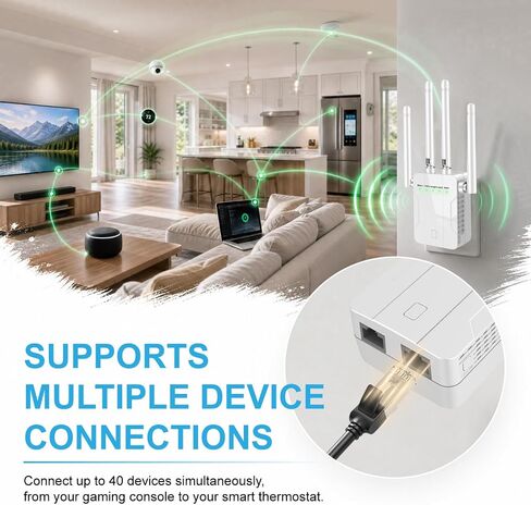 WiFi Extender Signal Booster for Home Office,WiFi Repeater Dual-Band 2.4GHz 5GHz Wireless Amplifier,Ethernet Port,Supports 90+ Devices,Mesh Compatible,Whole Home WiFi Up to15000 Sq.ft in Saudi Arabia
