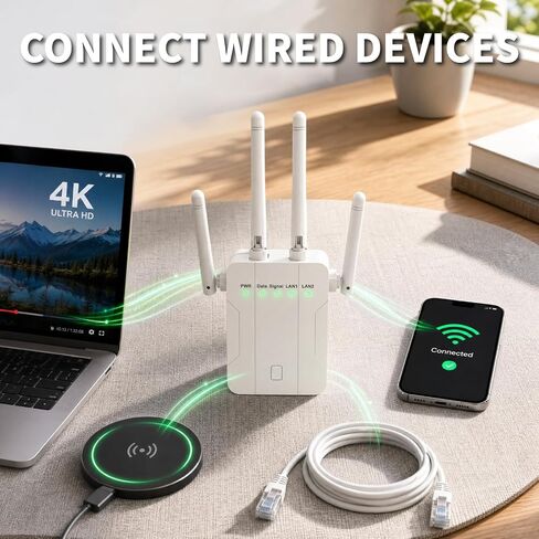 WiFi Extender Signal Booster for Home Office,WiFi Repeater Dual-Band 2.4GHz 5GHz Wireless Amplifier,Ethernet Port,Supports 90+ Devices,Mesh Compatible,Whole Home WiFi Up to15000 Sq.ft in Saudi Arabia