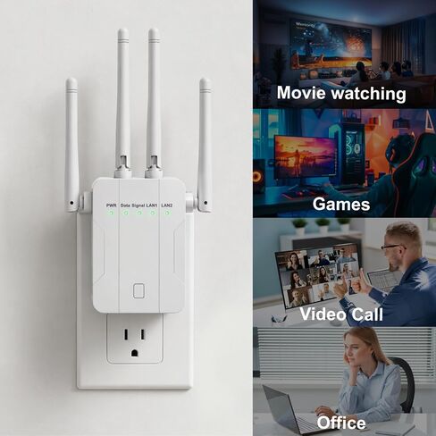 WiFi Extender Signal Booster for Home Office,WiFi Repeater Dual-Band 2.4GHz 5GHz Wireless Amplifier,Ethernet Port,Supports 90+ Devices,Mesh Compatible,Whole Home WiFi Up to15000 Sq.ft in Saudi Arabia