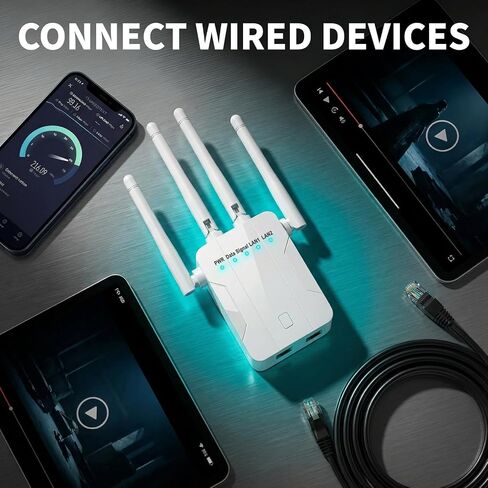 WiFi Extender Signal Booster for Home Office,WiFi Repeater Dual-Band 2.4GHz 5GHz Wireless Amplifier,Ethernet Port,Supports 90+ Devices,Mesh Compatible,Whole Home WiFi Up to15000 Sq.ft in Saudi Arabia