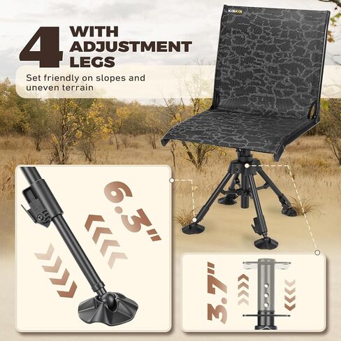 Kalkal Hunting Chair 360° Swivel Folding Chair for Blinds, 300lbs Portable Hunting Seat with 4 Adjustable Legs in Saudi Arabia