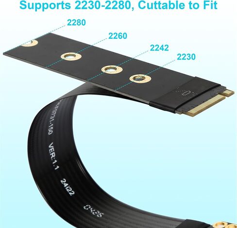 M.2 NVMe to OCuLink Adapter, PCIe 4.0 64Gbps SFF-8612/8611 FPC Cable, for eGPU Dock & M.2 2230/2242/2262/2280 SSD, Compatible with Mini PC, Steam Deck,5.9inch in Kuwait