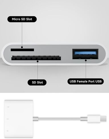 USB C SD Card Reader High-Speed 3-in-1 USB 3.0 Adapter | for Micro SD/TF Memory Cards, Work with MacBook Pro/Air, Pad, Android Phone, Tablet & Windows Laptop in Saudi Arabia