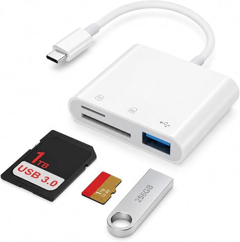 USB C SD Card Reader 3-in-1 High-Speed USB 3.0 Adapter | Supports SD & Micro SD (TF) Cards for Android Phones, Windows PCs & USB-C Laptops in Saudi Arabia