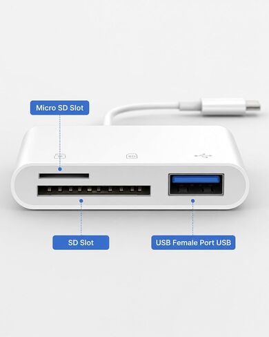 USB C SD Card Reader 3-in-1 High-Speed USB 3.0 Adapter | Supports SD & Micro SD (TF) Cards for Android Phones, Windows PCs & USB-C Laptops in Saudi Arabia
