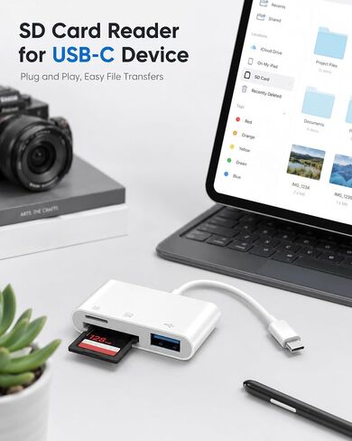 USB C SD Card Reader 3-in-1 High-Speed USB 3.0 Adapter | Supports SD & Micro SD (TF) Cards for Android Phones, Windows PCs & USB-C Laptops in Saudi Arabia