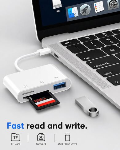 USB C SD Card Reader 3-in-1 High-Speed USB 3.0 Adapter | Supports SD & Micro SD (TF) Cards for Android Phones, Windows PCs & USB-C Laptops in Saudi Arabia