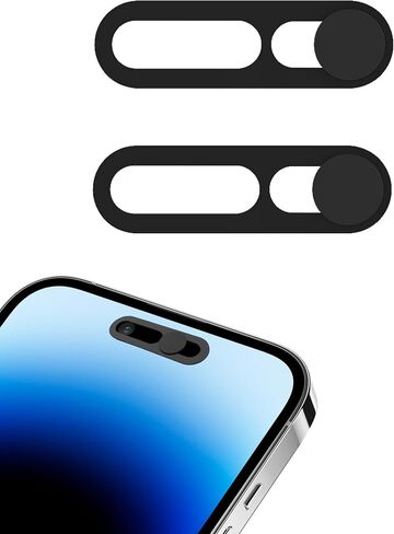 2 Pcs Front Camera Cover Compatible with iPhone 14 Pro, 14 Pro Max | Camera Cover Slide, Not Affect Face Recognition for Privacy and Safety - Black in Saudi Arabia