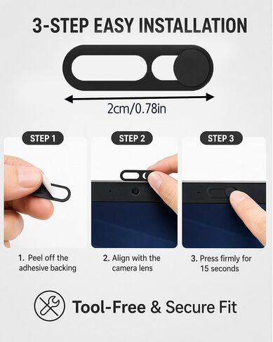 2 Pcs Front Camera Cover Compatible with iPhone 14 Pro, 14 Pro Max | Camera Cover Slide, Not Affect Face Recognition for Privacy and Safety - Black in Saudi Arabia