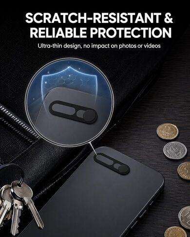 2 Pcs Front Camera Cover Compatible with iPhone 14 Pro, 14 Pro Max | Camera Cover Slide, Not Affect Face Recognition for Privacy and Safety - Black in Saudi Arabia