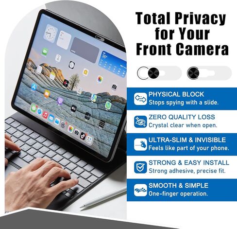 غطاء كاميرا الخصوصية، غطاء كاميرا الويب متوافق مع iPad/iPad Pro/iPad Air/iPad mini/Galaxy Tab S11/Galaxy Tab Sll Ultra، يحمي الخصوصية والأمان، حماية منزلق الكاميرا، عبوتان باللون الأسود in Kuwait