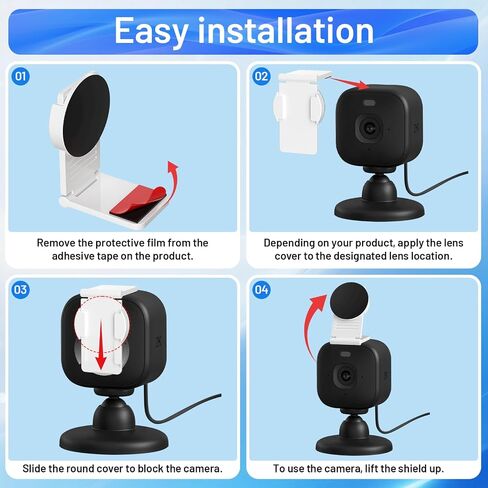 3D Printed Adjustable Flip Privacy Lens Cover – Compatible with Ring, Blink, Eufy, Tapo Cameras, Self-Adhesive Sticker, Adjustable Length, Flip Open/Close for Webcam & Home Security Camera in Saudi Arabia