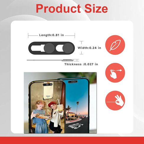 Front Camera Privacy Cover Compatible for iPhone 16/16Plus/16 Pro/16 Pro Max/15/15Plus/15 Pro/15 Pro Max/14 Pro/14 Pro Max, [2 Pack] On/Off Face ID Camera Protector for Privacy & Security-Black in Saudi Arabia
