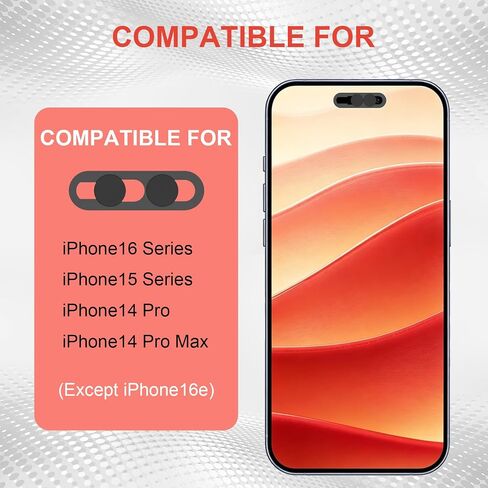 Front Camera Privacy Cover Compatible for iPhone 16/16Plus/16 Pro/16 Pro Max/15/15Plus/15 Pro/15 Pro Max/14 Pro/14 Pro Max, [2 Pack] On/Off Face ID Camera Protector for Privacy & Security-Black in Saudi Arabia