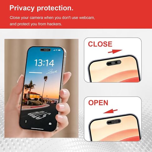 Front Camera Privacy Cover Compatible for iPhone 16/16Plus/16 Pro/16 Pro Max/15/15Plus/15 Pro/15 Pro Max/14 Pro/14 Pro Max, [2 Pack] On/Off Face ID Camera Protector for Privacy & Security-Black in Saudi Arabia