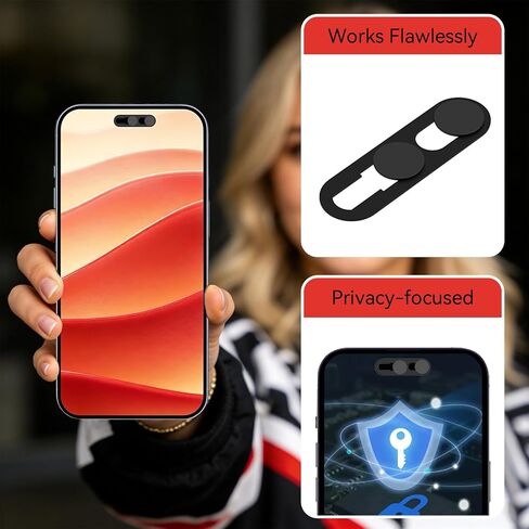 Front Camera Privacy Cover Compatible for iPhone 16/16Plus/16 Pro/16 Pro Max/15/15Plus/15 Pro/15 Pro Max/14 Pro/14 Pro Max, [2 Pack] On/Off Face ID Camera Protector for Privacy & Security-Black in Saudi Arabia