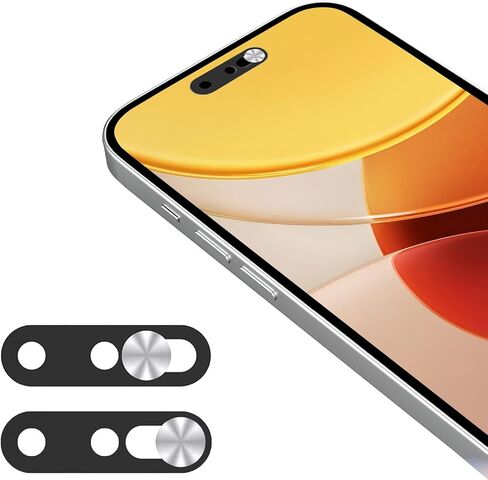 غطاء كاميرا ويب للهاتف، غطاء كاميرا أمامية محدث متوافق مع iPhone 15/15 Plus/15 Pro/15 Pro Max/16/16Plus/16 Pro/16 Pro Max، يحمي الخصوصية والأمان، لا يؤثر على معرف الوجه، عبوتان باللون الأسود in Kuwait