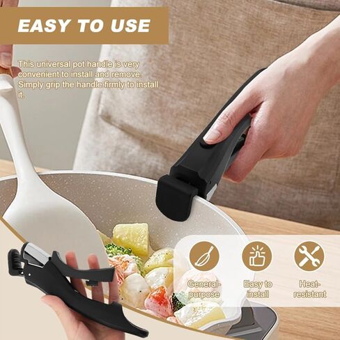 2Pack Detachable Pot Handle, Bakelite Locking Pan Handle For Pots | Universal Locking Pan Handle,Heat-Resistant Bakelite,Tool-Free Installation, For Pots Pans Skillets Kitchen & Camping in Saudi Arabia