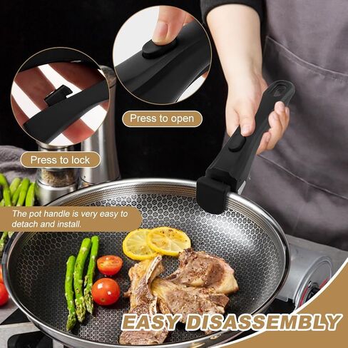 2Pack Detachable Pot Handle, Bakelite Locking Pan Handle For Pots | Universal Locking Pan Handle,Heat-Resistant Bakelite,Tool-Free Installation, For Pots Pans Skillets Kitchen & Camping in Saudi Arabia