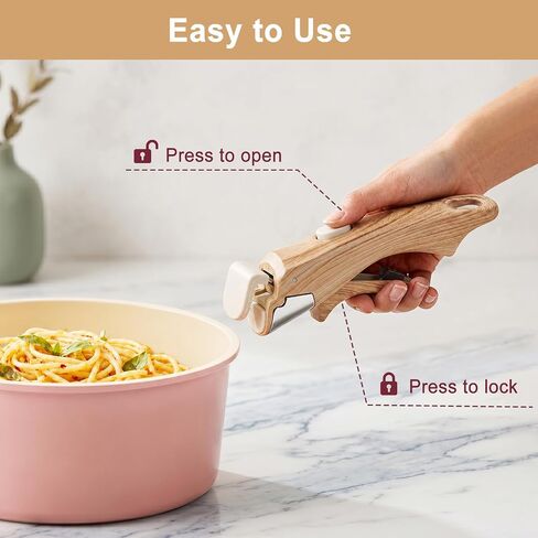 2 Pack Removable Pot Handle & Detachable Pan Handle，22 Lbs | Universal Pan Handle Replacement for Cookware, Wood-Like Finish, Fits ≤3mm Edge Pots and Pans (Handle Only) in Saudi Arabia