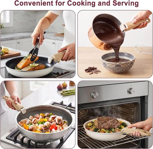 2 Pack Removable Pot Handle & Detachable Pan Handle，22 Lbs | Universal Pan Handle Replacement for Cookware, Wood-Like Finish, Fits ≤3mm Edge Pots and Pans (Handle Only) in Saudi Arabia