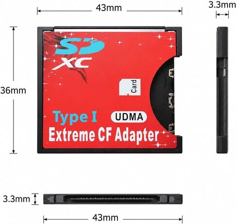 SD to CF Type I UDMA High Speed Adapter, 3.3mm Slim Plug and Play Memory Card Converter for SD/SDHC/SDXC/MicroSD Cards, Compatible with Canon Nikon Sony DSLR Cameras in Saudi Arabia