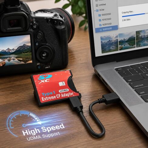 SD to CF Type I UDMA High Speed Adapter, 3.3mm Slim Plug and Play Memory Card Converter for SD/SDHC/SDXC/MicroSD Cards, Compatible with Canon Nikon Sony DSLR Cameras in Saudi Arabia