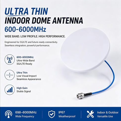 Ultra Thin OmniDirectional Indoor Dome Ceiling Antenna 5G 4G LTE Ceiling Mount Cell Phone Antenna 600-6000MHz 2.4G 5.8G High Gain Antenna for Cell Phone Signal Booster for Home & Office in Saudi Arabia