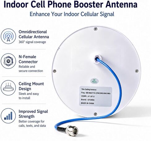 Ultra Thin OmniDirectional Indoor Dome Ceiling Antenna 5G 4G LTE Ceiling Mount Cell Phone Antenna 600-6000MHz 2.4G 5.8G High Gain Antenna for Cell Phone Signal Booster for Home & Office in Saudi Arabia