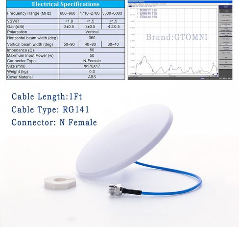 Ultra Thin OmniDirectional Indoor Dome Ceiling Antenna 5G 4G LTE Ceiling Mount Cell Phone Antenna 600-6000MHz 2.4G 5.8G High Gain Antenna for Cell Phone Signal Booster for Home & Office in Saudi Arabia