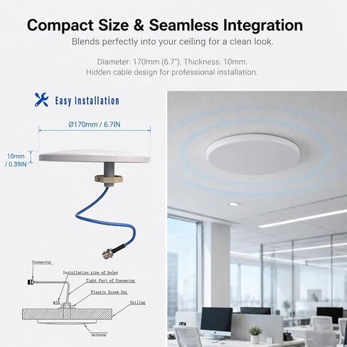 Ultra Thin OmniDirectional Indoor Dome Ceiling Antenna 5G 4G LTE Ceiling Mount Cell Phone Antenna 600-6000MHz 2.4G 5.8G High Gain Antenna for Cell Phone Signal Booster for Home & Office in Saudi Arabia