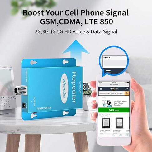 تقوية إشارة الهاتف الخليوي للمنزل والمكتب | تعزيز إشارة 5G و4G LTE و3G CDMA للنطاق 5/850 ميجا هرتز | معزز الهاتف الخلوي Verizon بقدرة 65 ديسيبل مع هوائيات عالية الكسب تصل إلى 2000 قدم مربع | معتمد من لجنة الاتصالات الفيدرالية in Kuwait