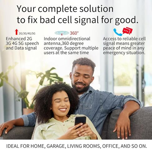 تقوية إشارة الهاتف الخليوي للمنزل والمكتب | تعزيز إشارة 5G و4G LTE و3G CDMA للنطاق 5/850 ميجا هرتز | معزز الهاتف الخلوي Verizon بقدرة 65 ديسيبل مع هوائيات عالية الكسب تصل إلى 2000 قدم مربع | معتمد من لجنة الاتصالات الفيدرالية in Kuwait