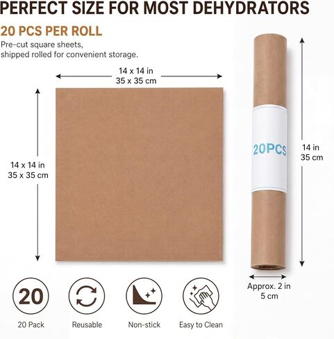 20 Pcs 14x14 Inch Food Dehydrator Sheets – Non-stick Reusable Drying Mats for Oven, Bbq, Dehydrators, Anti-splashing in Saudi Arabia