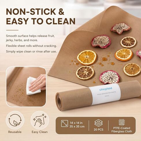 20 Pcs 14x14 Inch Food Dehydrator Sheets – Non-stick Reusable Drying Mats for Oven, Bbq, Dehydrators, Anti-splashing in Saudi Arabia