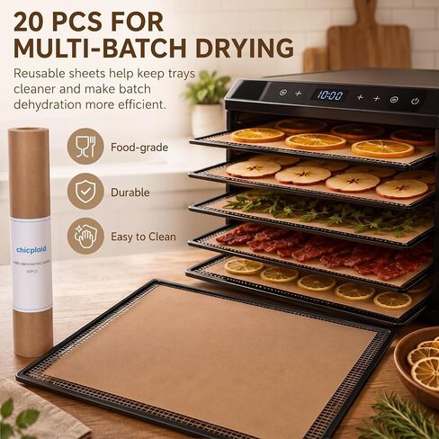 20 Pcs 14x14 Inch Food Dehydrator Sheets – Non-stick Reusable Drying Mats for Oven, Bbq, Dehydrators, Anti-splashing in Saudi Arabia